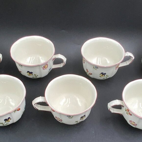 Set of 7 Villeroy & Boch Petite Fleur Cup Teacup Floral Red Trim - Picture 4 of 8